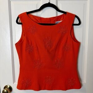 Jessica Howard Women’s Orange 100% Cotton Top with Butterfly Motif, Size 8